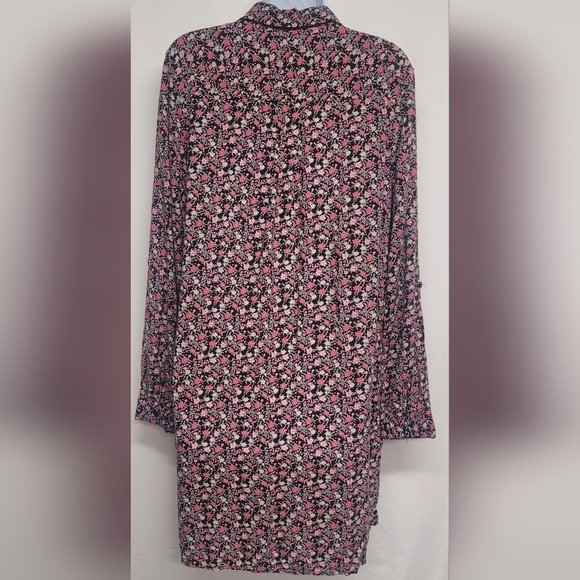Velvet Heart M Floral Pullover Shirt Dress Partial Button Front Long Sleeve - Picture 3 of 6
